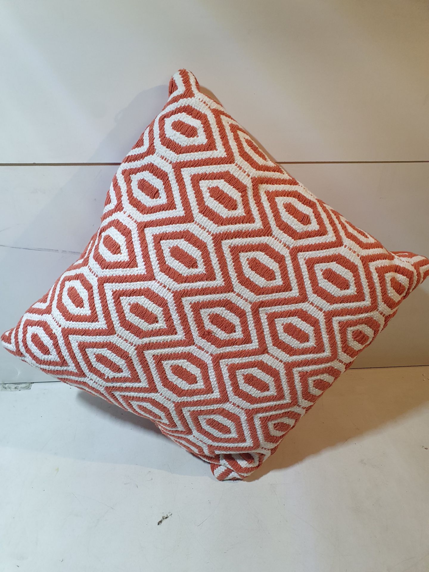 Orange and White Cushion - Image 2 of 3