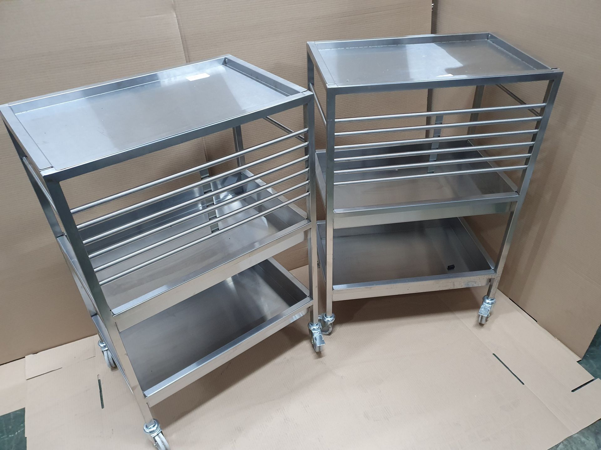 2 x 3 tier Metal trollies on Wheels with Removable Shelves - Image 4 of 7