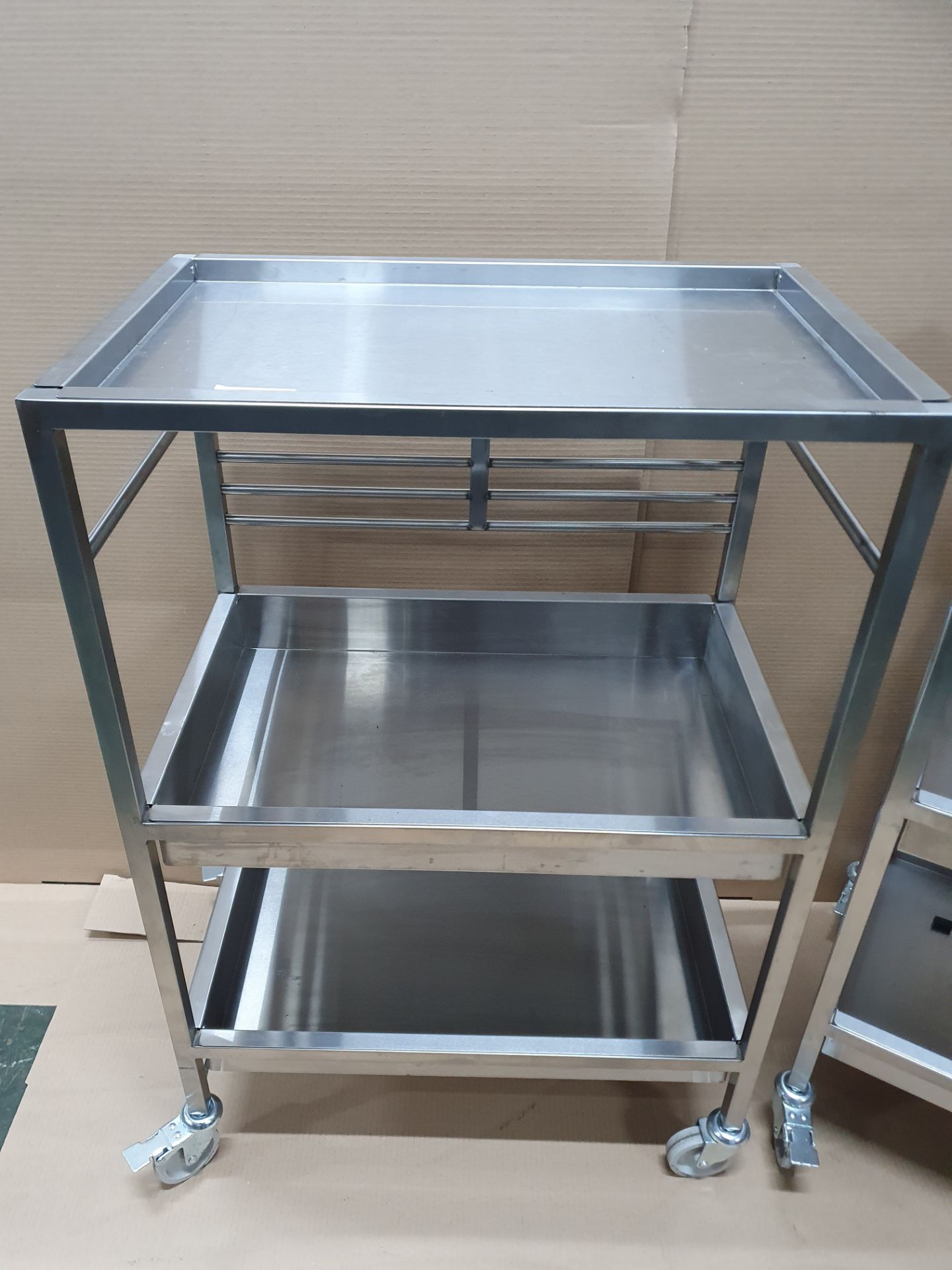 2 x 3 tier Metal trollies on Wheels with Removable Shelves - Image 2 of 7