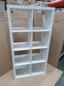 Bookcase with 8 Compartments in White with Wall Mounted Attachments
