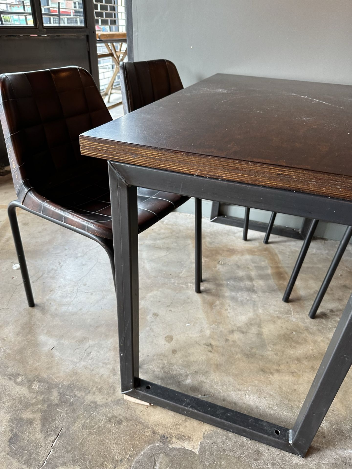 Rectangular Wooden Dining Table With 4 Faux Leather Chairs - Image 3 of 4