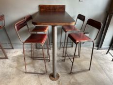 Wall Mounted High Wooden Table With 4 Chairs