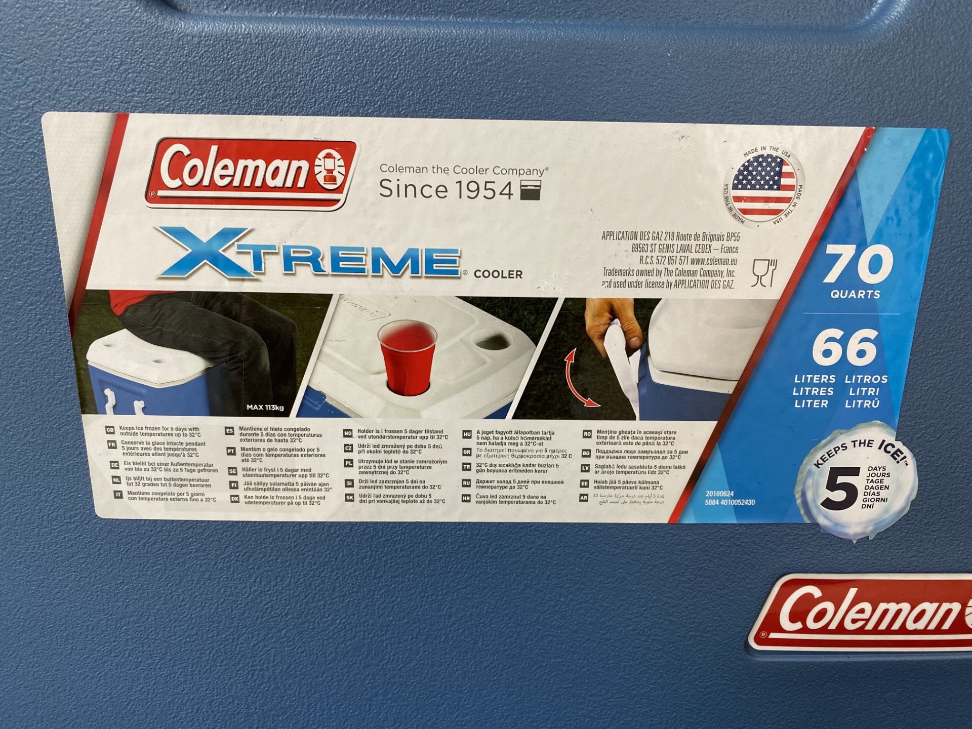 Coleman Xtreme 70Qt Cool Box Blue - Image 4 of 13