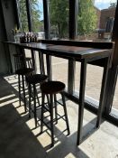 High Wooden Table With Stools With 3 Stools