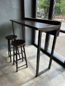 High Wooden Table With Stools With 2 Stools
