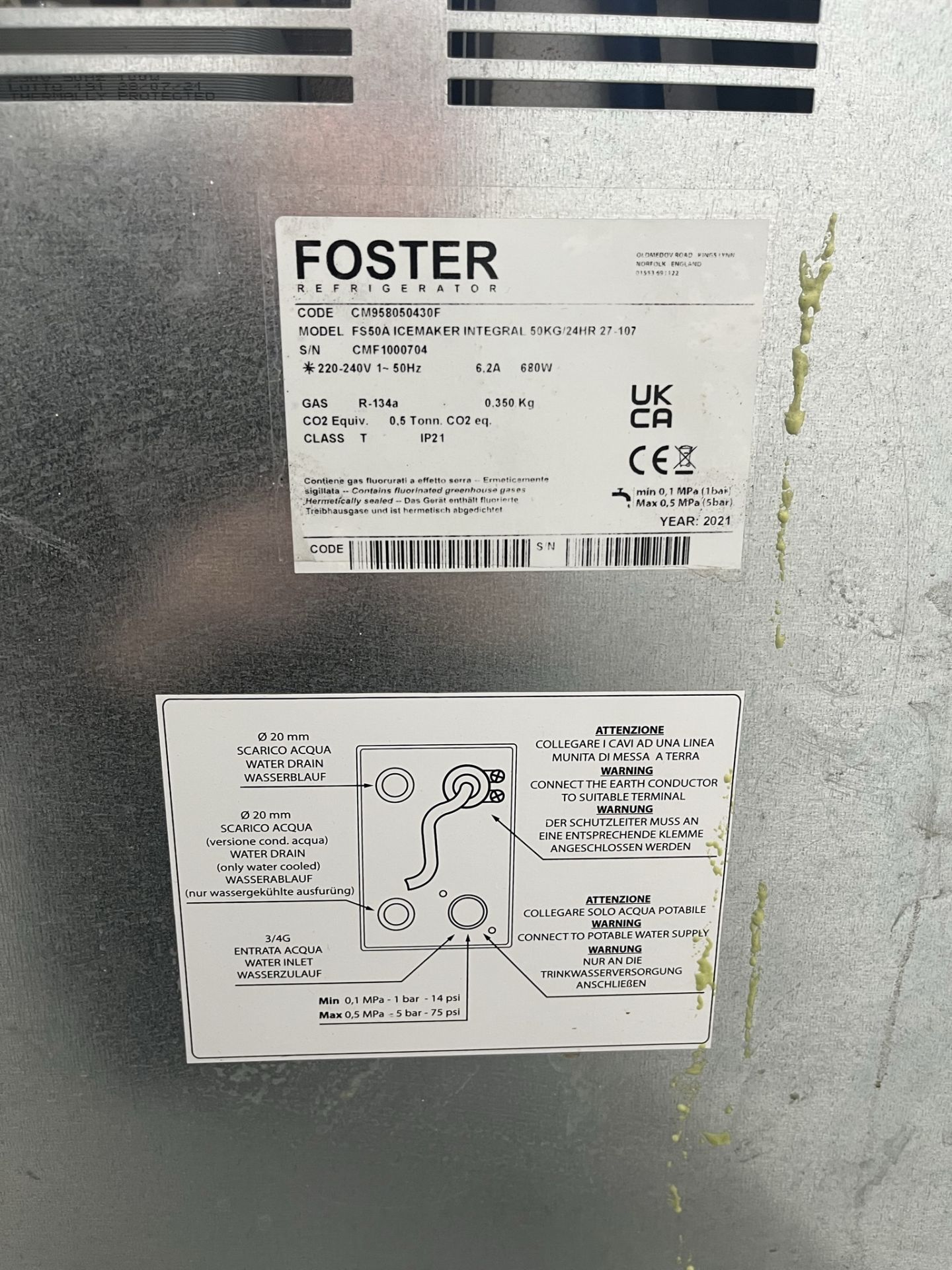 Foster FS50A Air-Cooled Integral Ice Maker 27/107 - Bild 7 aus 8