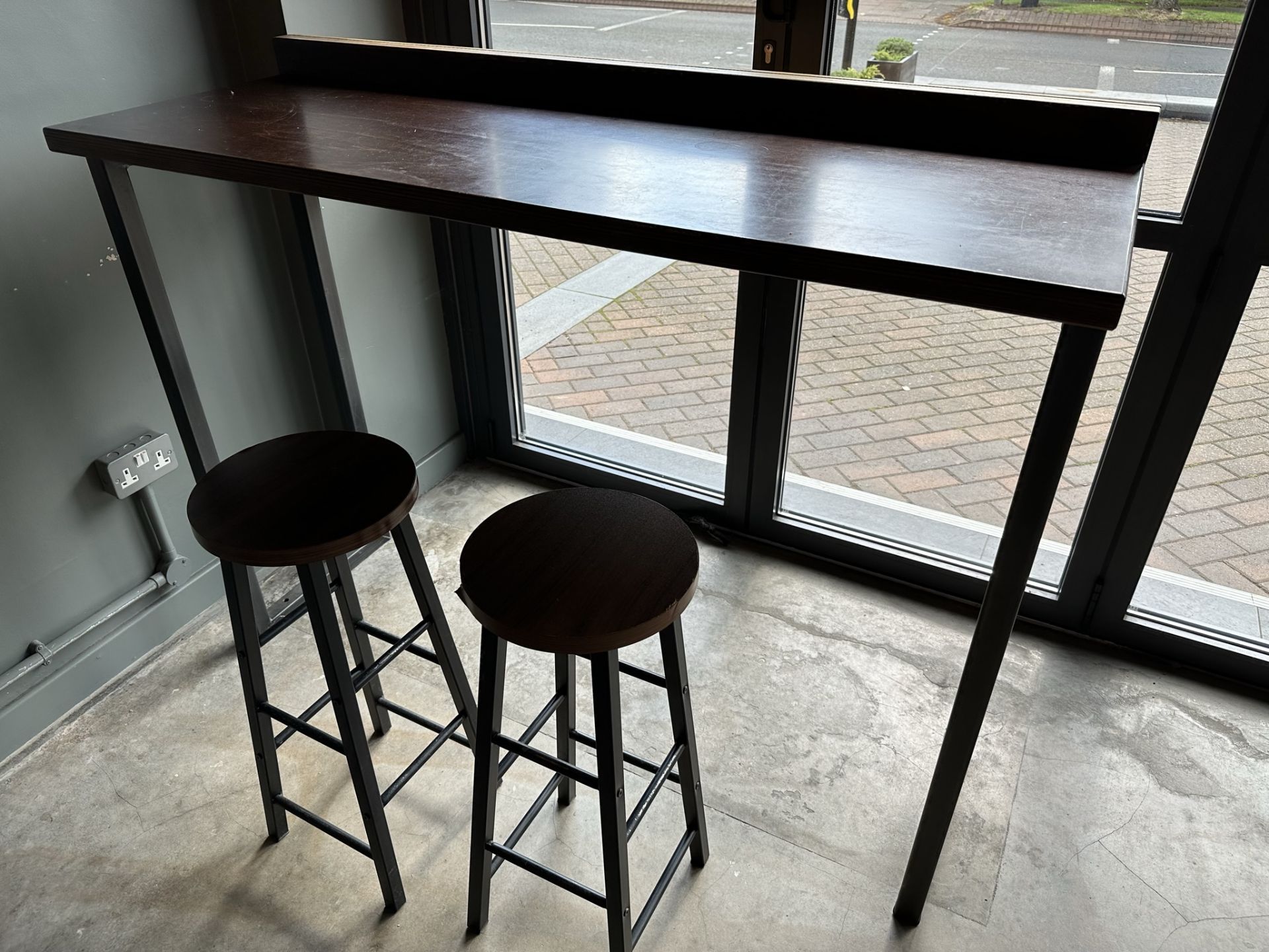 High Wooden Table With Stools With 2 Stools - Image 4 of 4