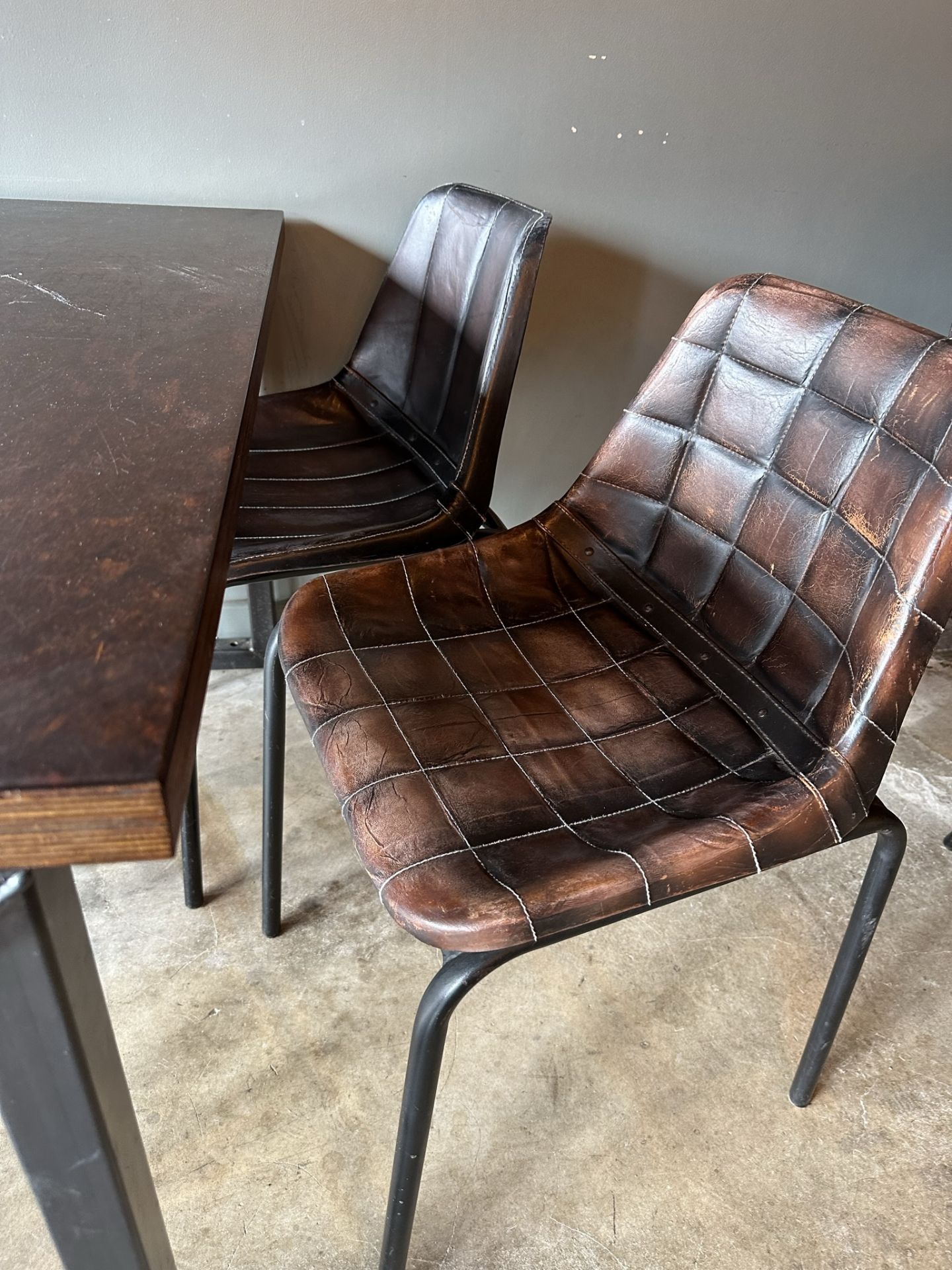 Rectangular Wooden Dining Table With 4 Faux Leather Chairs - Image 2 of 4