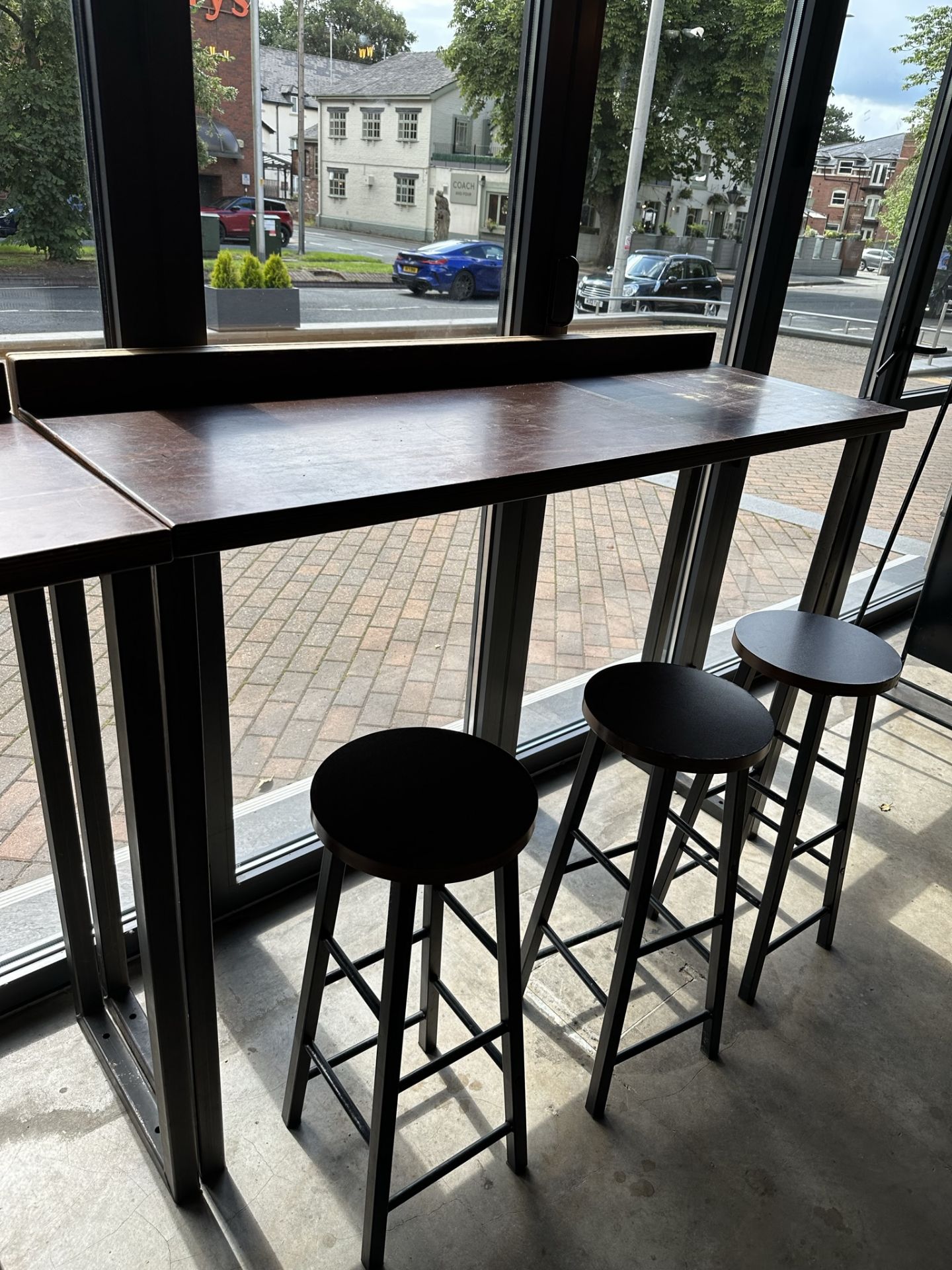 High Wooden Table With Stools With 3 Stools - Image 2 of 3