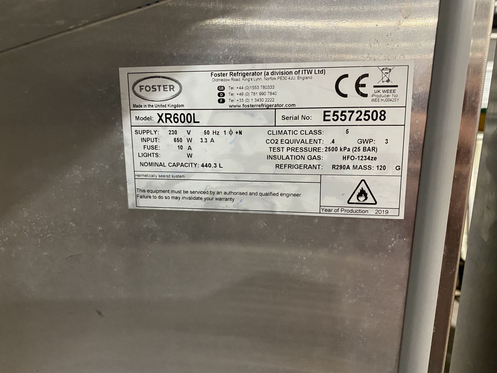 Foster XR600L Xtra 1 Door 600Ltr Cabinet Freezer - Image 7 of 7