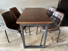 Rectangular Wooden Dining Table With 4 Faux Leather Chairs