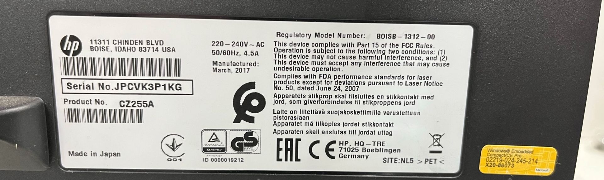 HP BOISB-1312-00 Color Laserjet Enterprise Multifunction Printer - Image 11 of 12