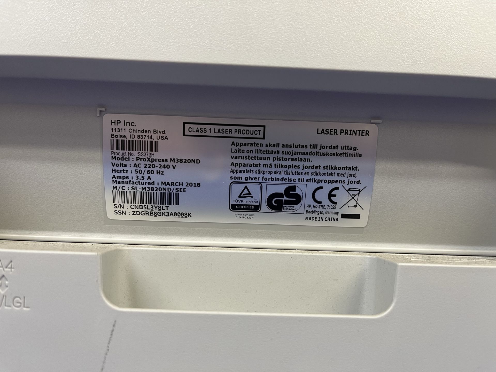 Samsung Proxpress M3820ND Laser Printer - Image 9 of 10