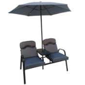 Malvern 2 Seater Tete a Tete Set With Parasol | GF08177