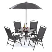 Havana Charcoal 4 Seater Garden Dining Set With Parasol | GF07455