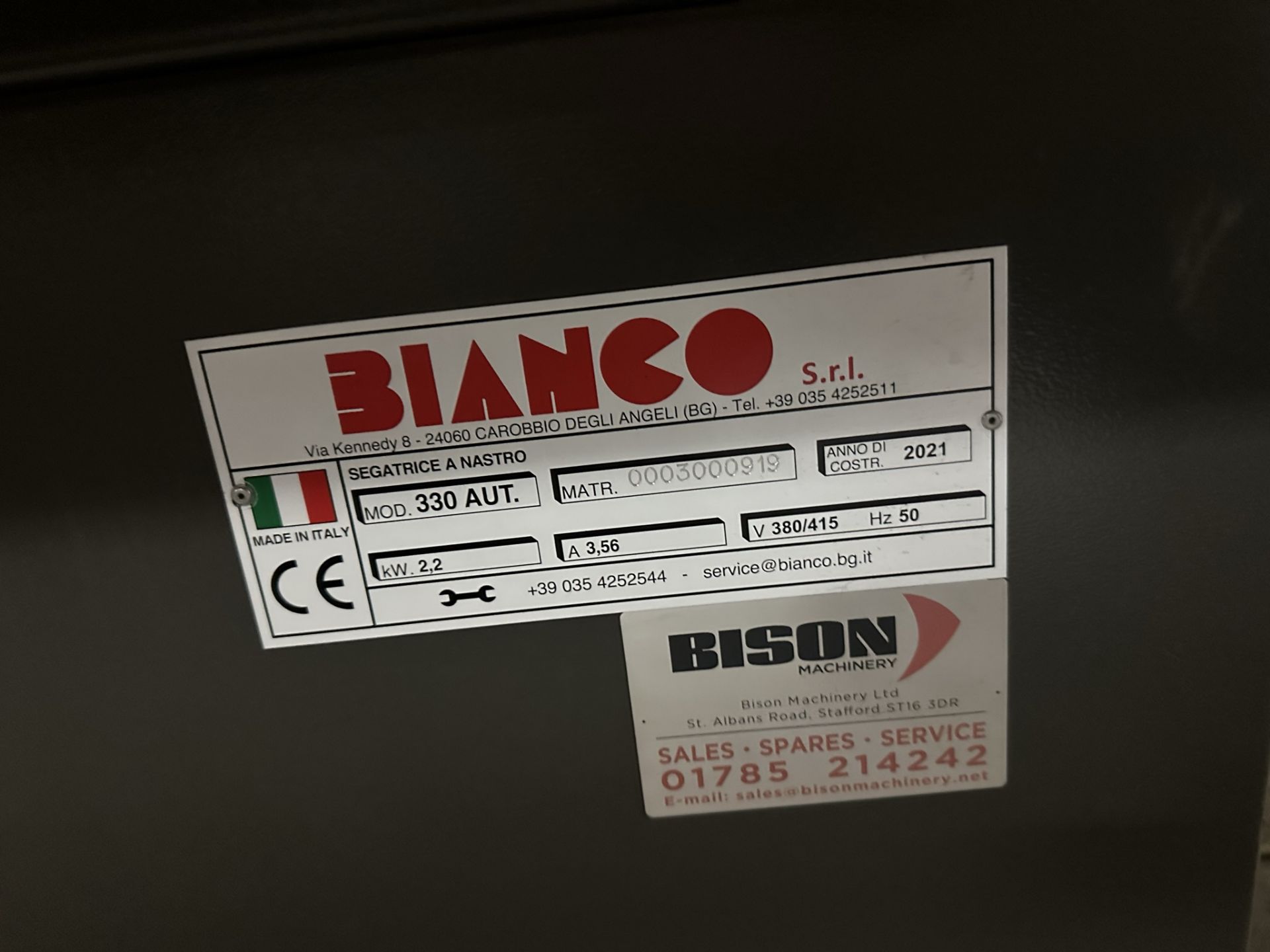 Bianco Auto Bandsaw | 330 AE | YOM 2021 - Image 6 of 7