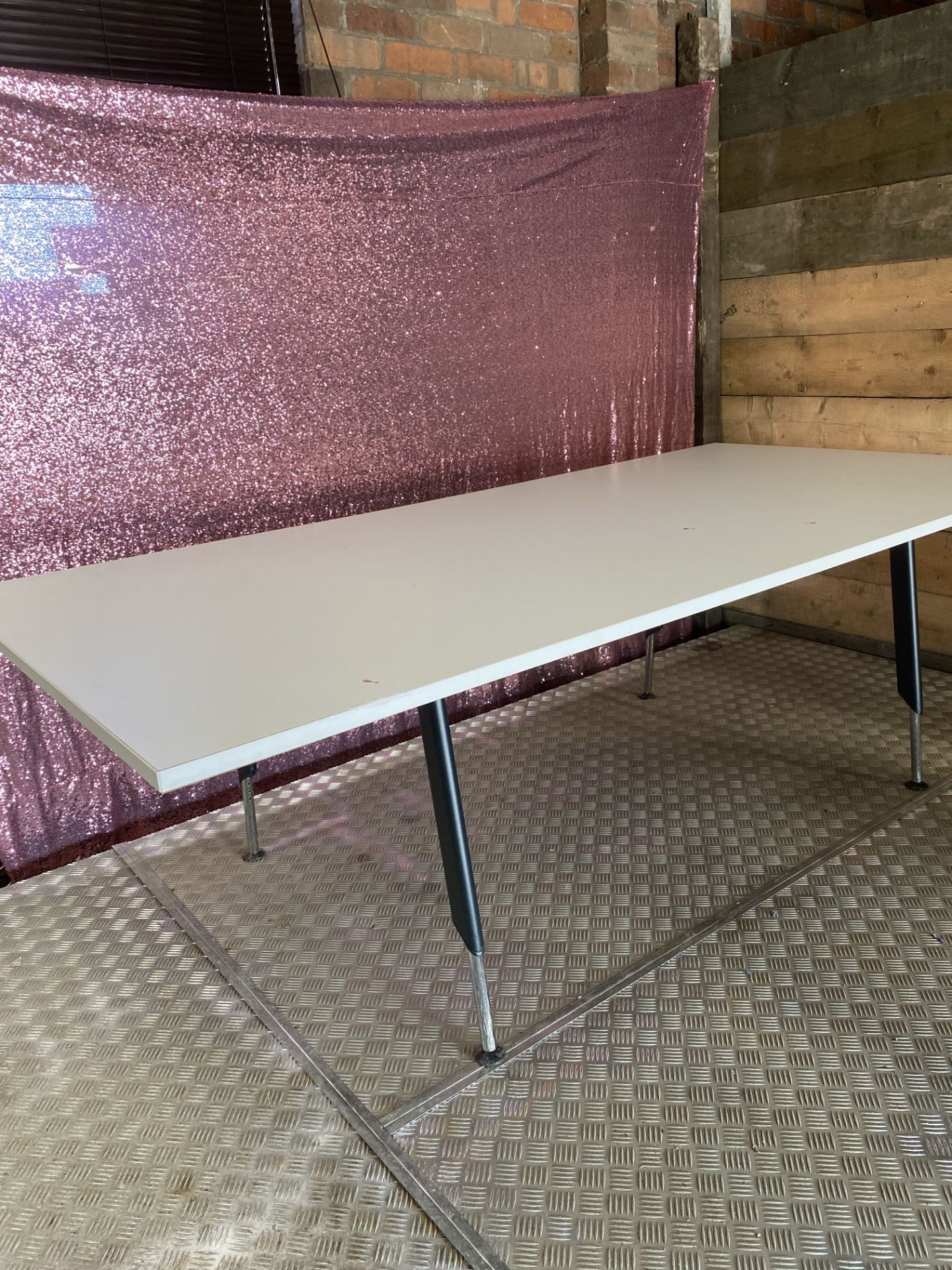 Large Rectangular Table with Pink Cloth