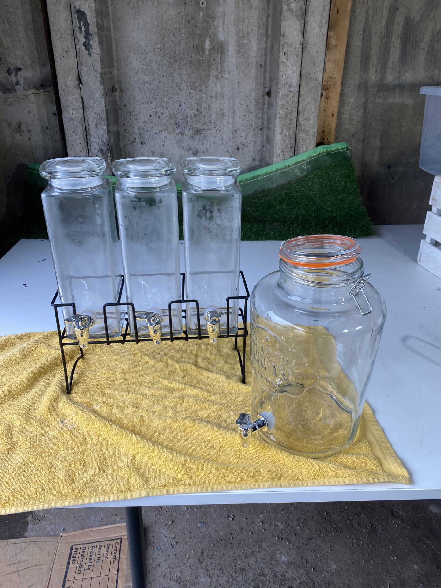 4 x Glass Drink Dispensers