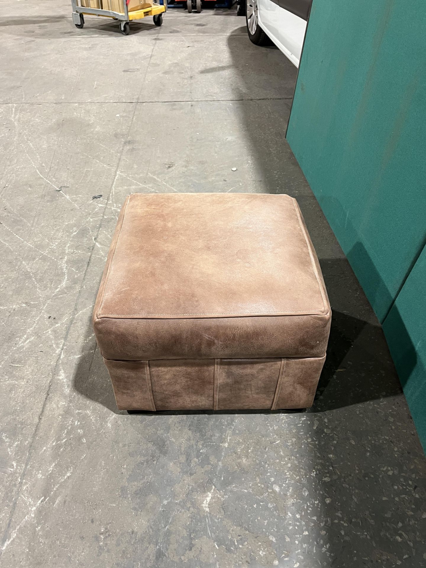 Brown Leather Footstool - Image 5 of 5