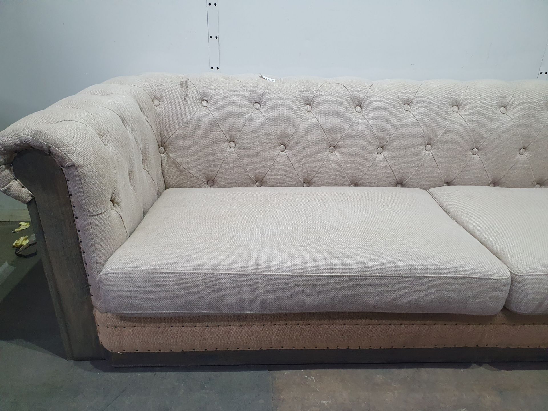 Beige 3 Seater Fabric Sofa - Image 6 of 6