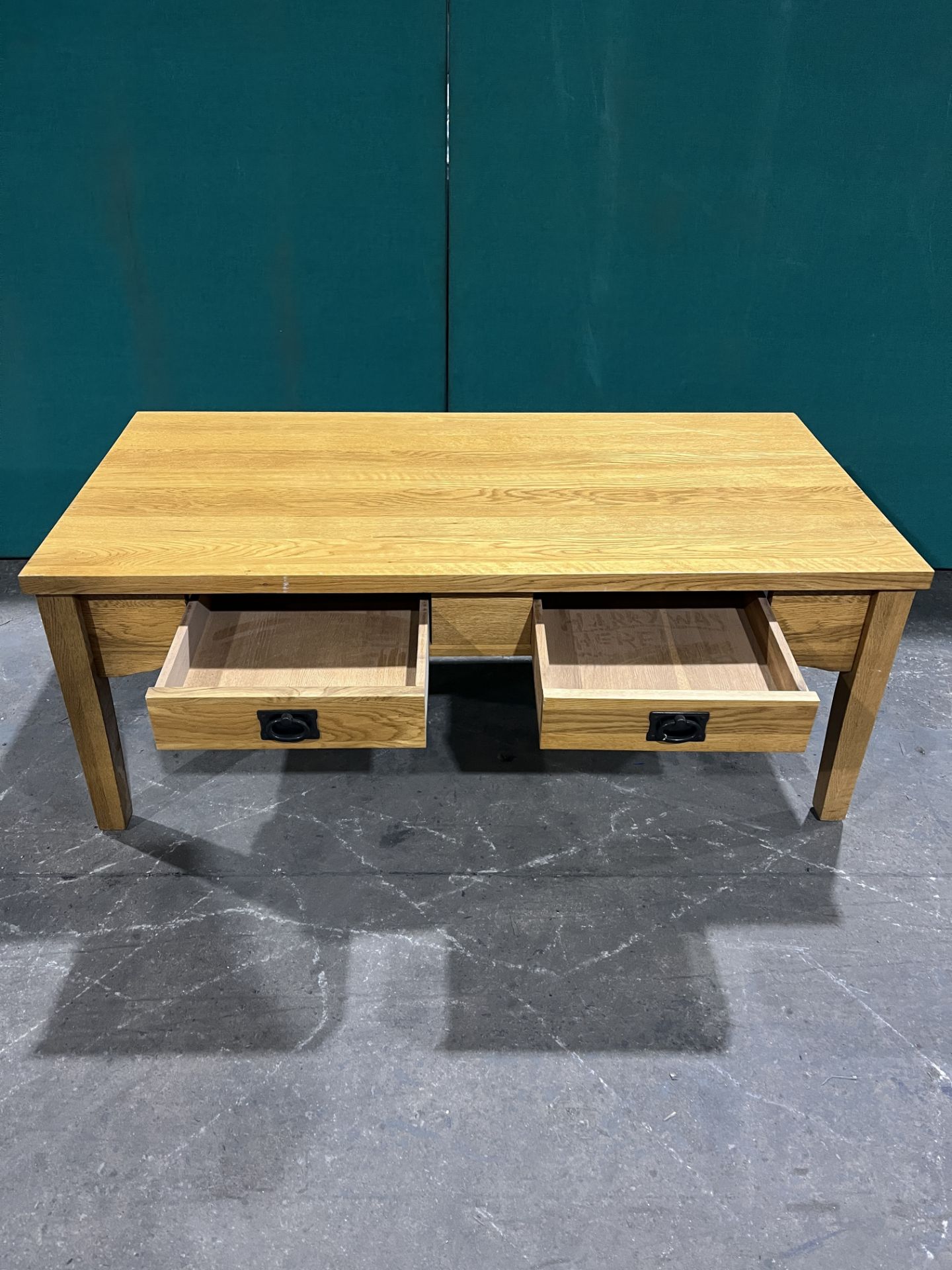 Oak Coffee Table w 2 Drawers - Image 2 of 6