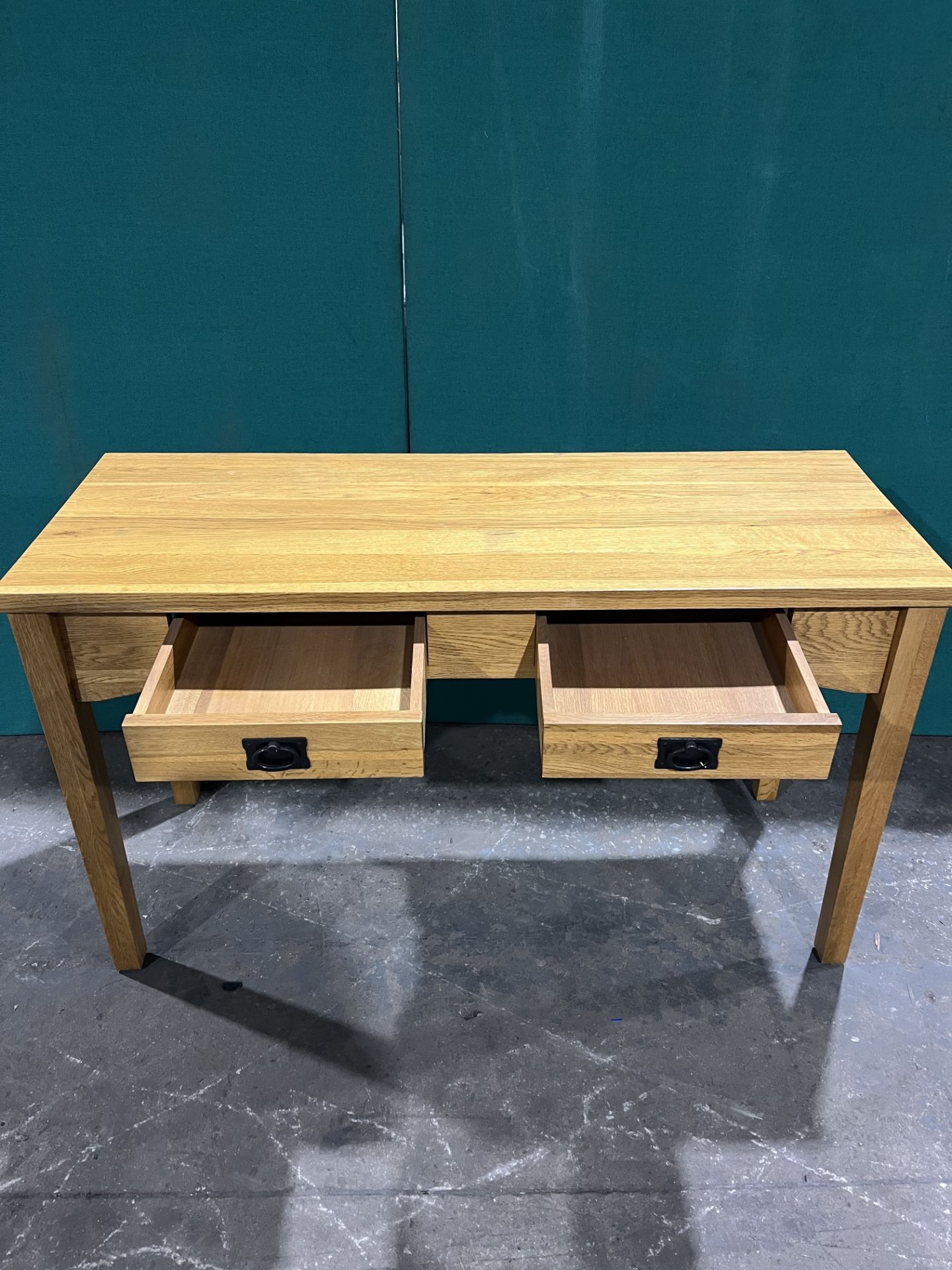 Oak Console Table w 2 Drawers - Image 4 of 5