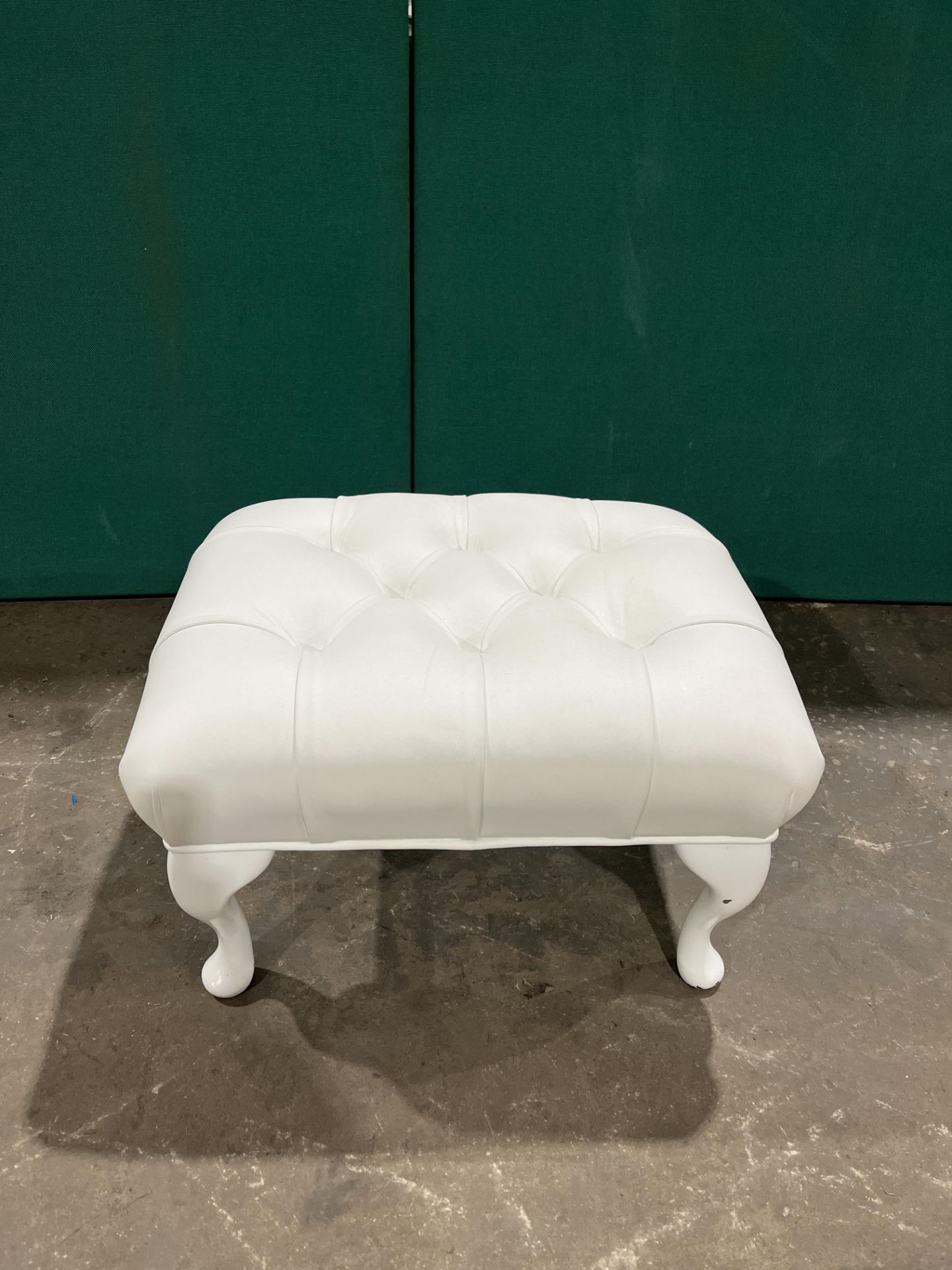 White Leather Footstool