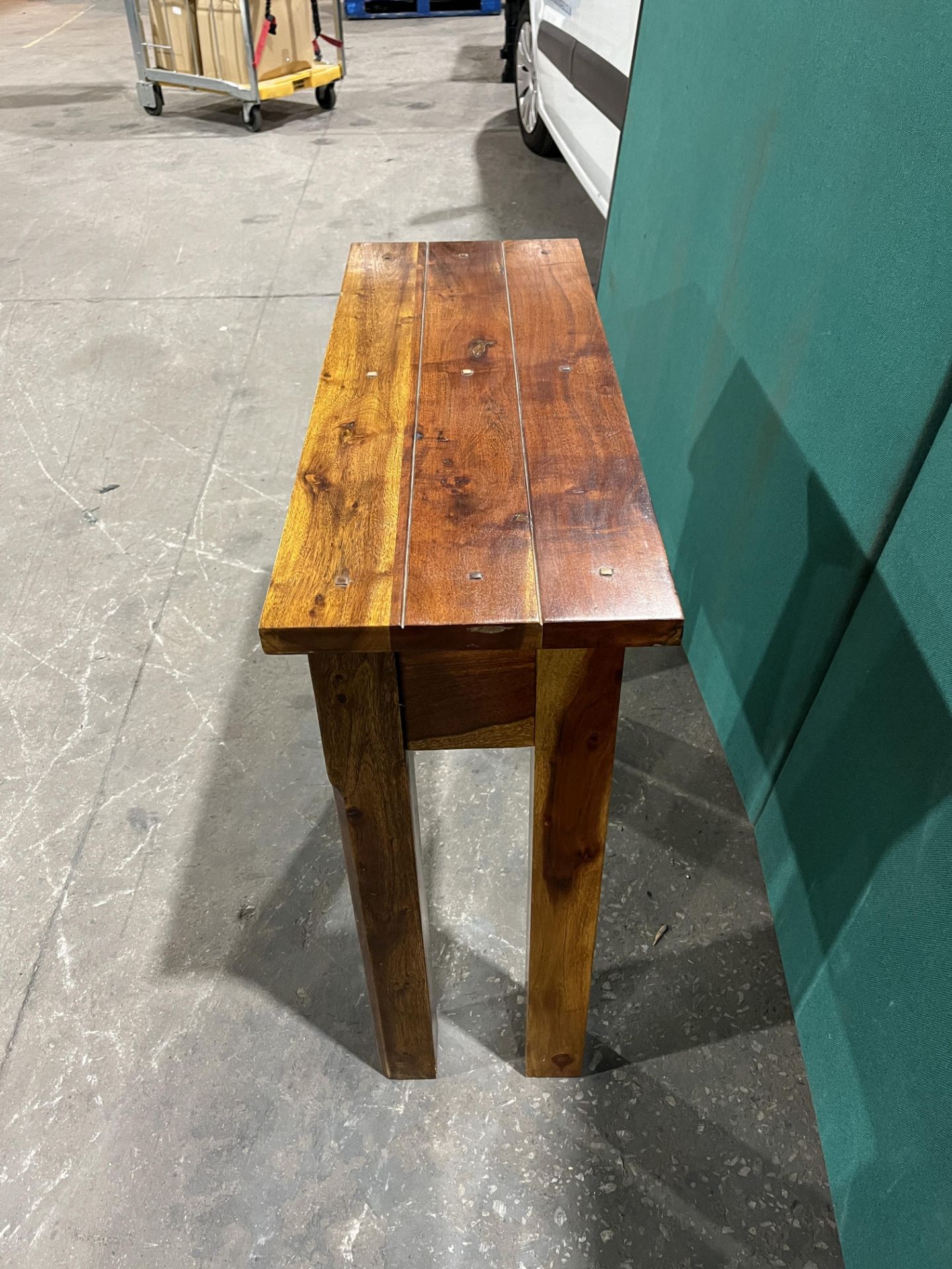 Dark Oak Side Table w 2 Drawers - Image 3 of 4