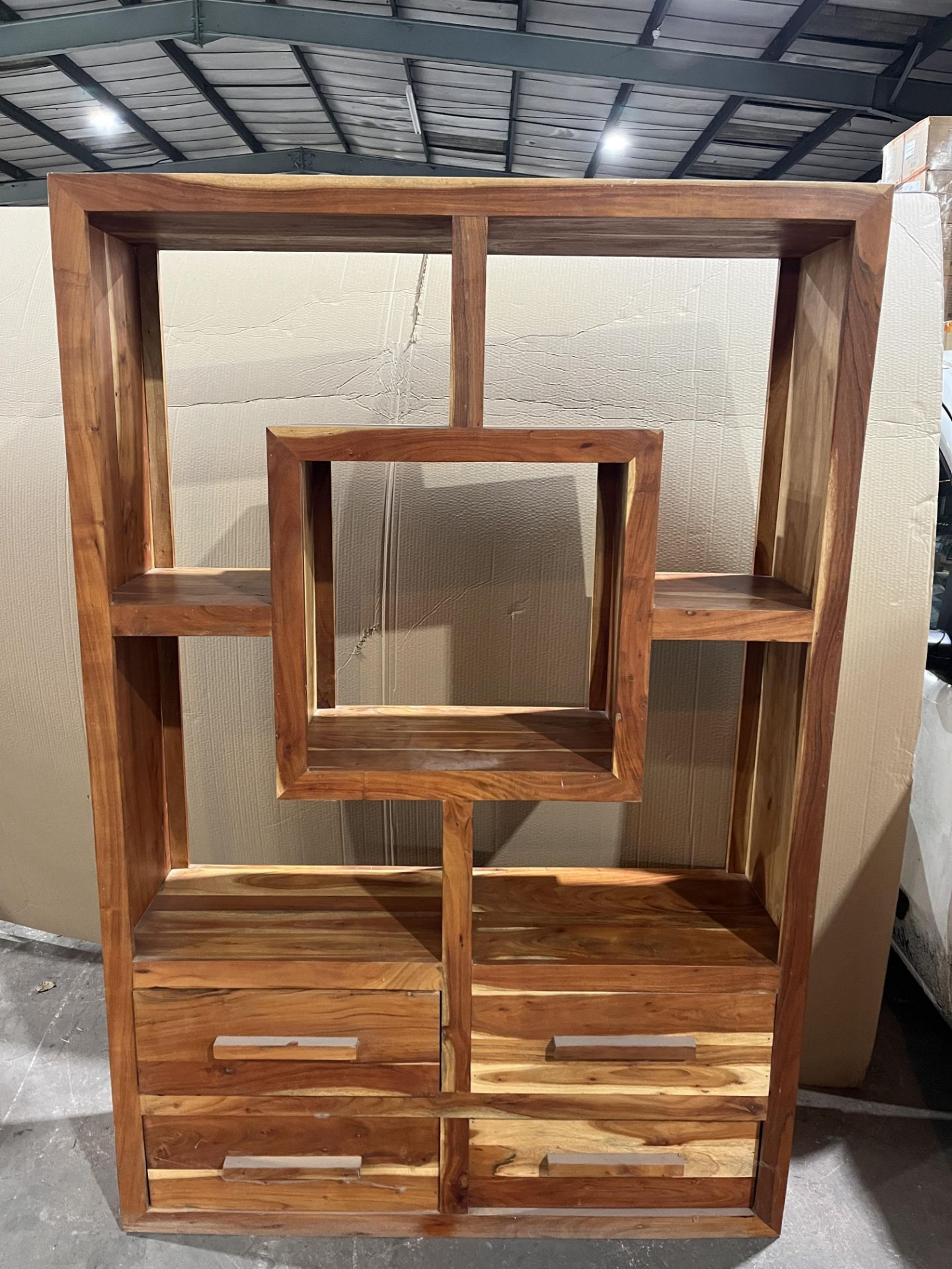 Oak Shelving Unit w 4 Drawers