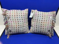 2 x Bronte By Moon Multispot Lambswool Cushions - Grey