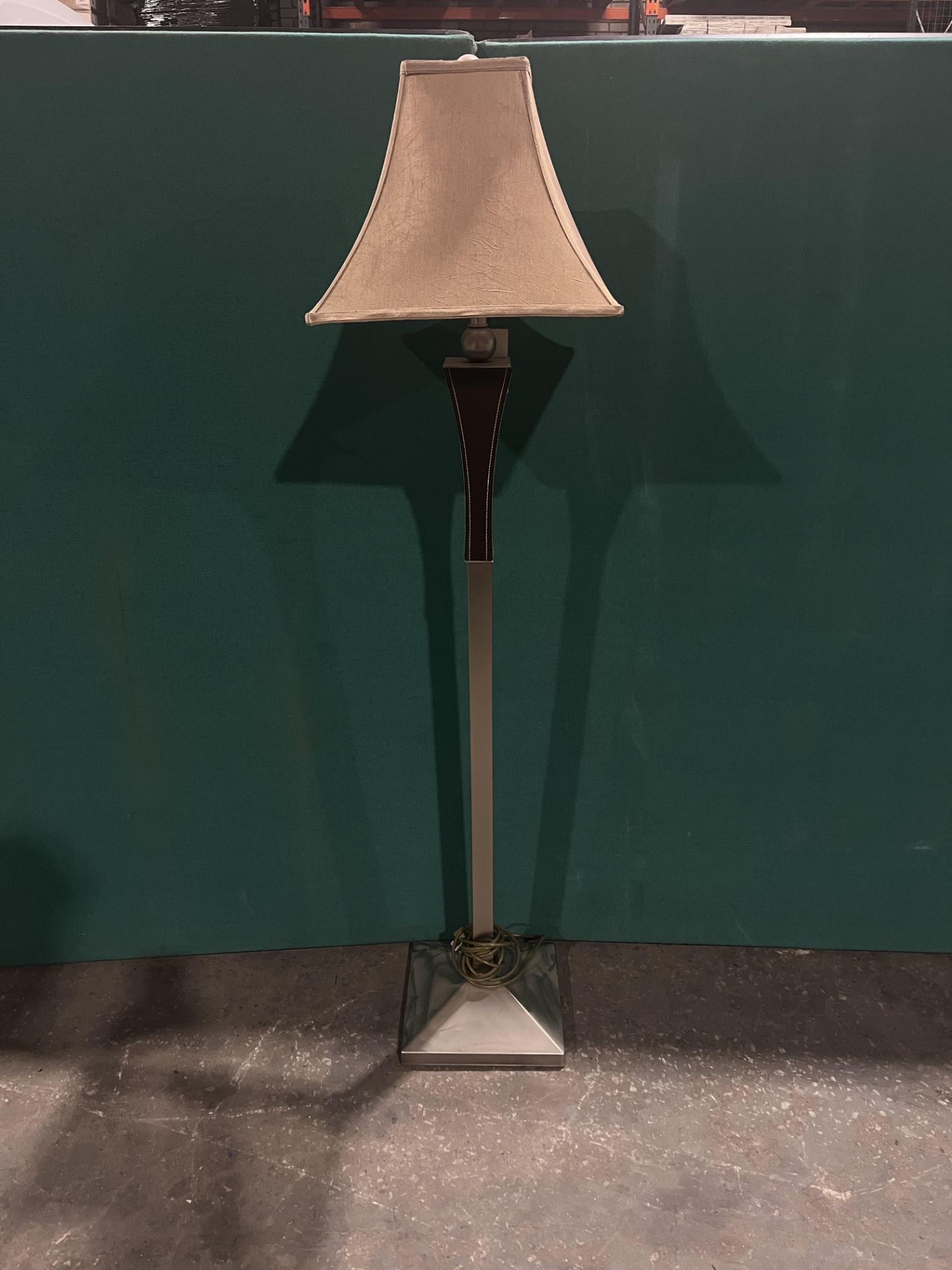 Leather Nickle Floor Lamp