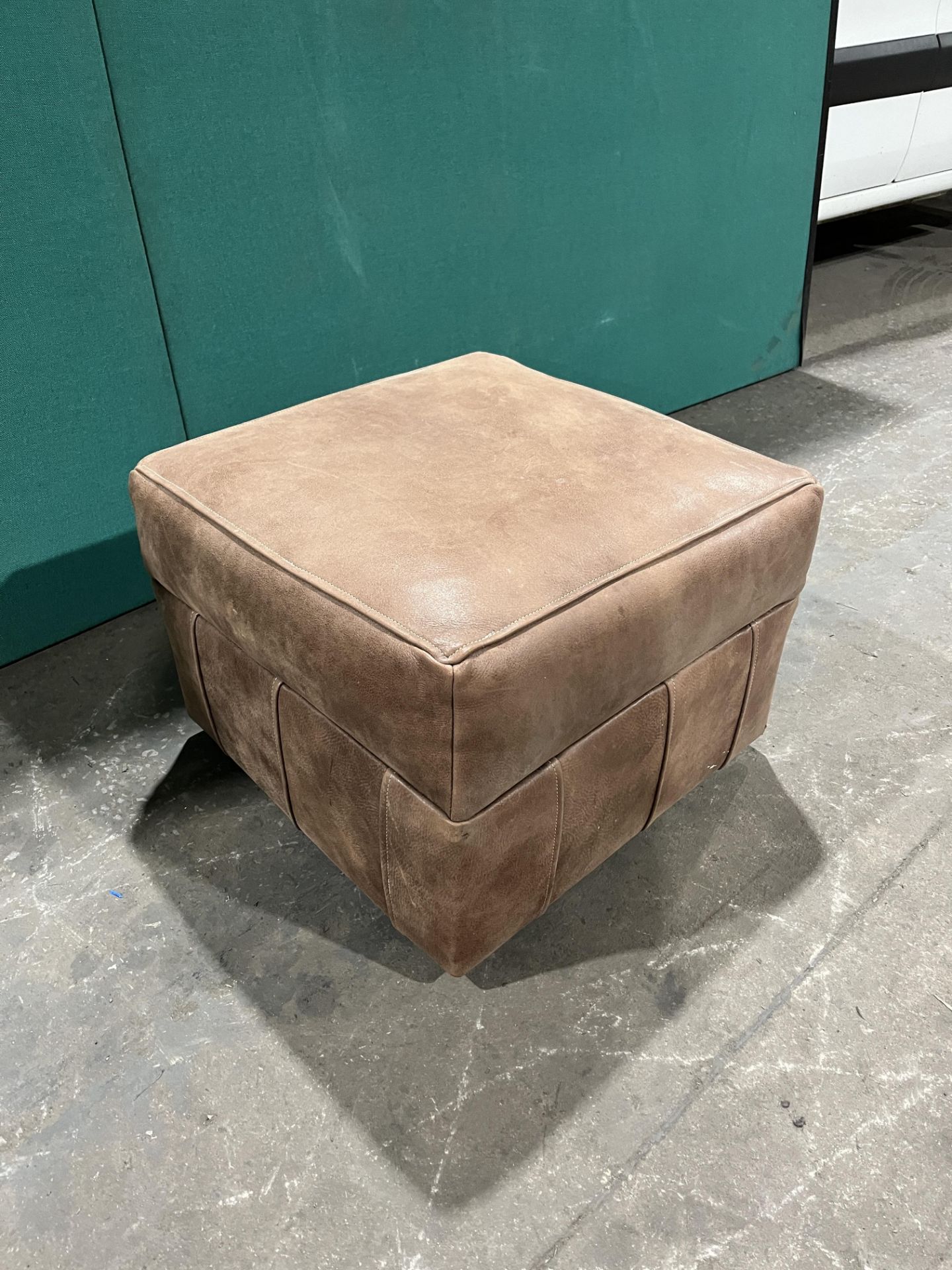 Brown Leather Footstool - Image 3 of 5
