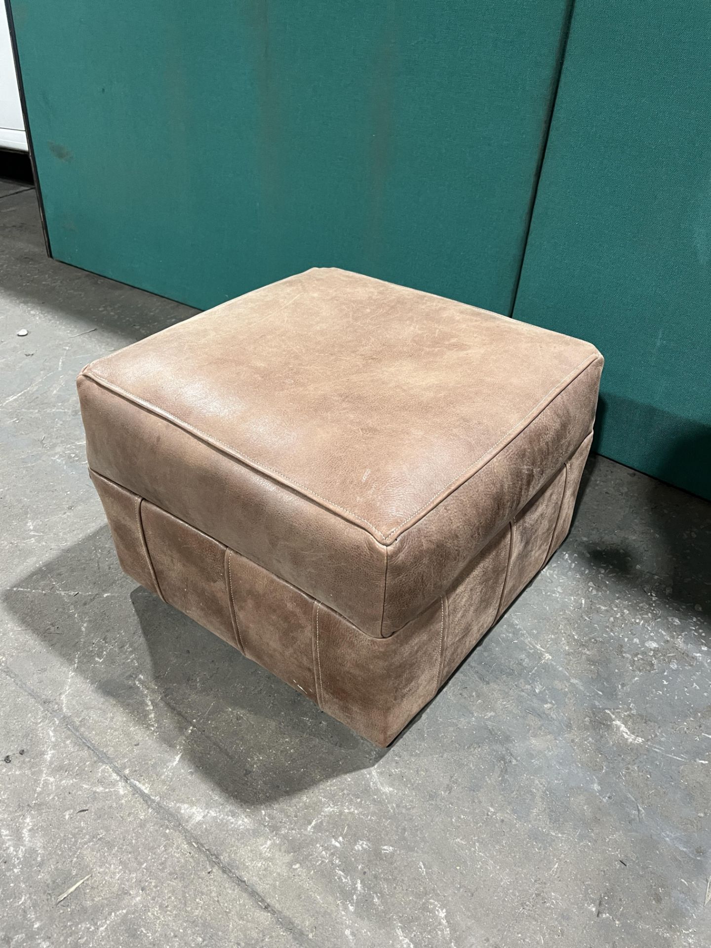 Brown Leather Footstool - Image 2 of 5