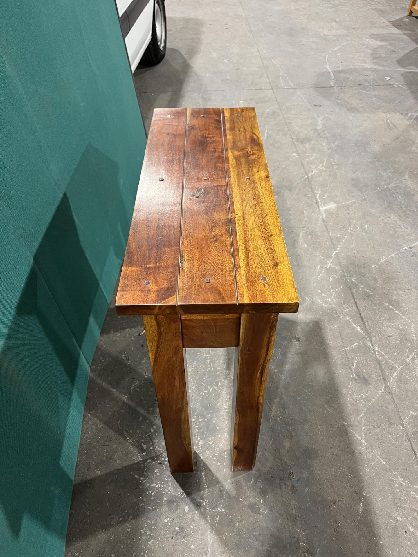 Dark Oak Side Table w 2 Drawers - Image 4 of 4