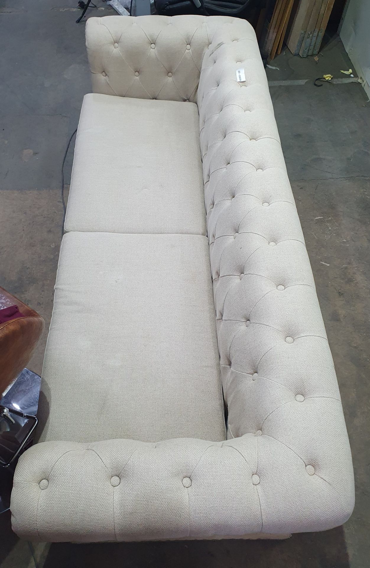 Beige 3 Seater Fabric Sofa - Image 3 of 6