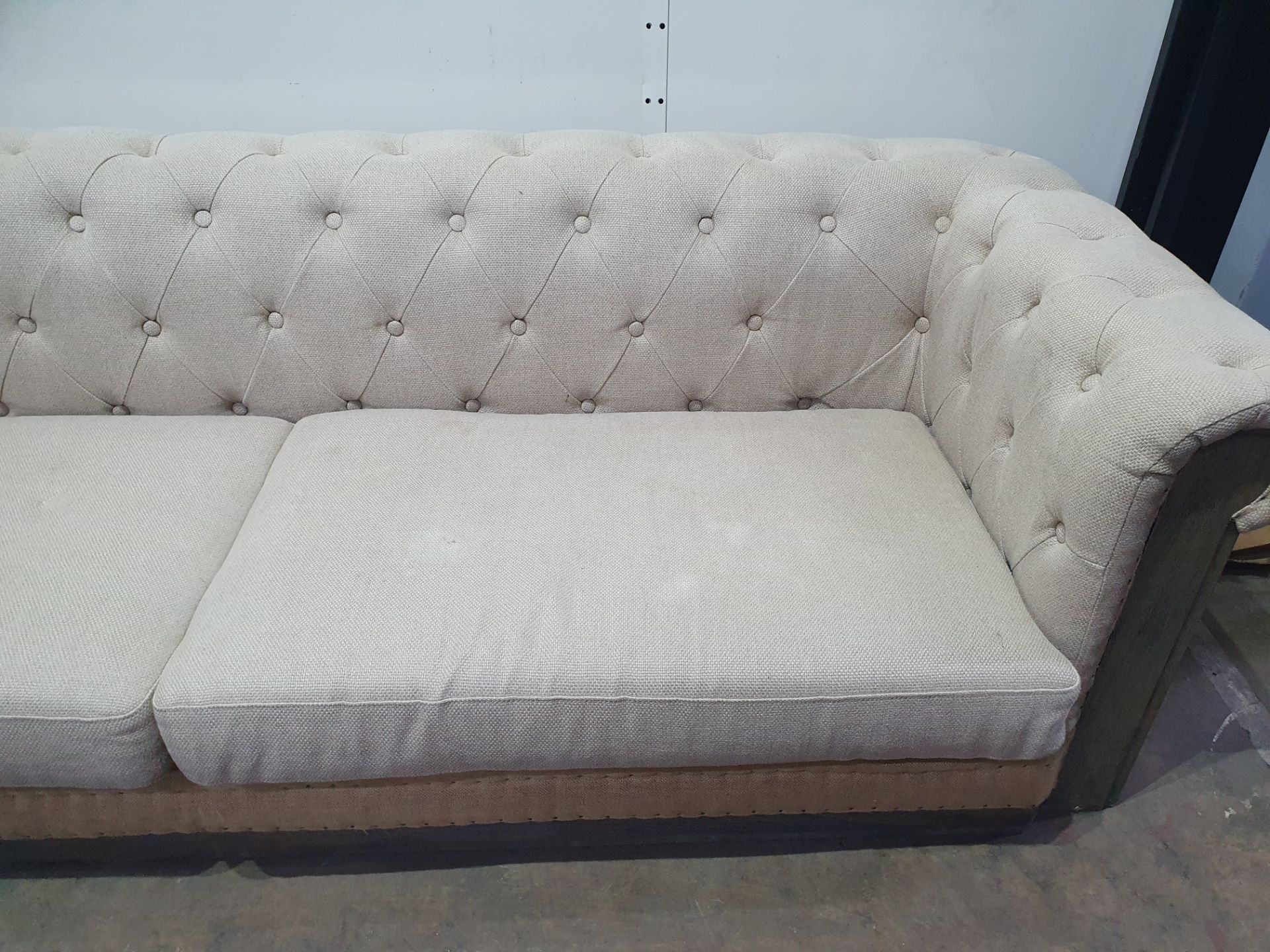 Beige 3 Seater Fabric Sofa - Image 5 of 6