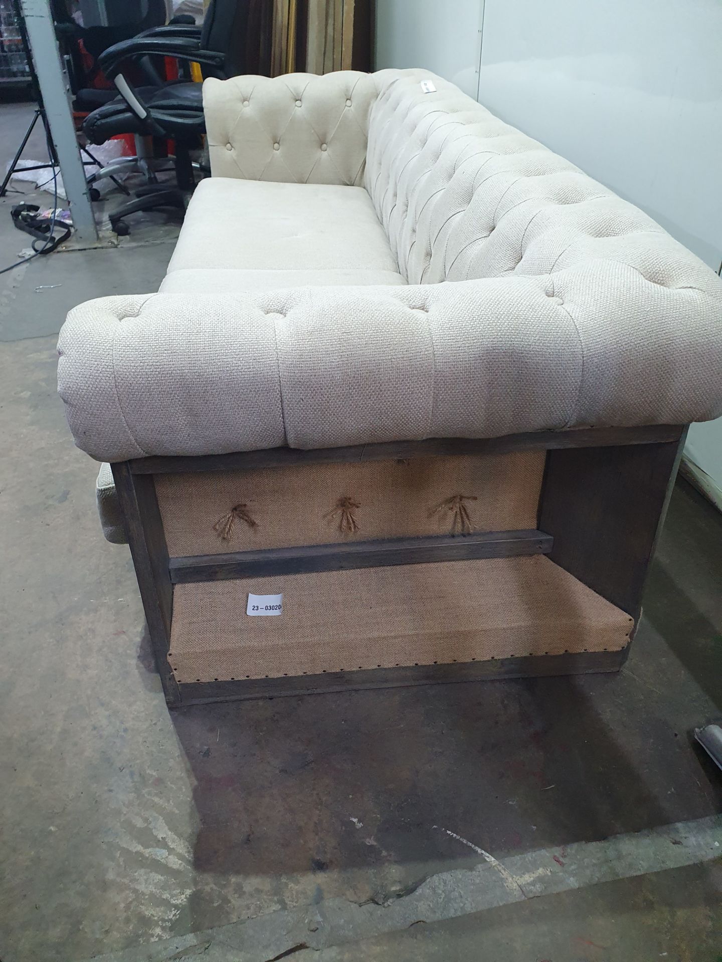 Beige 3 Seater Fabric Sofa - Image 4 of 6