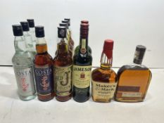 12 x Various Bottles of Whiskey/Bourbon & Spiced/Dark/White Rum