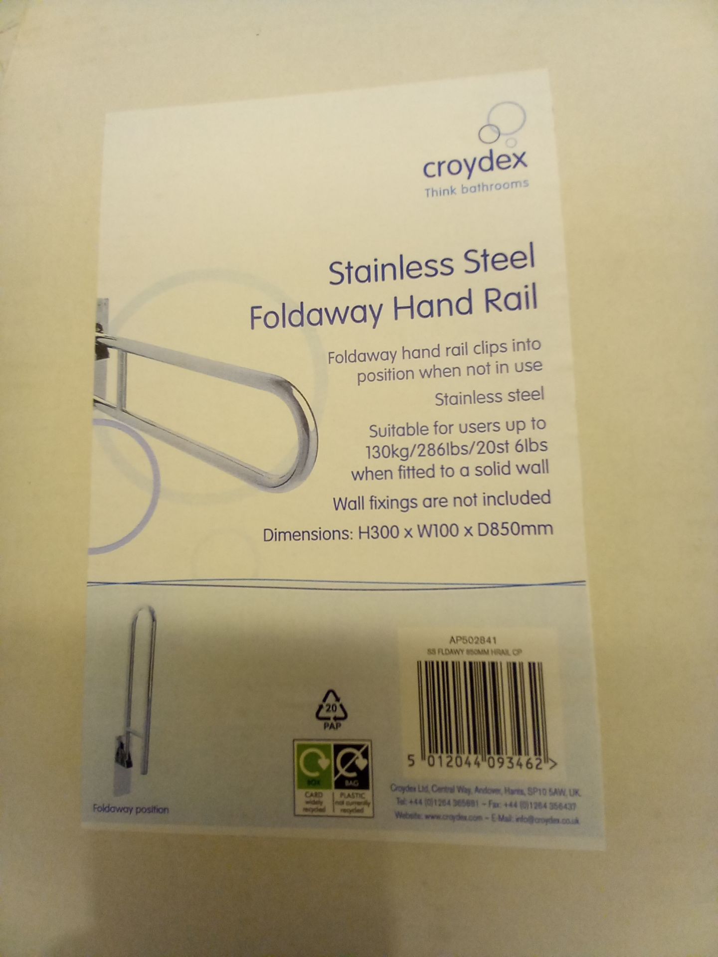 Croydex Foldaway Stainless Steel Handrail