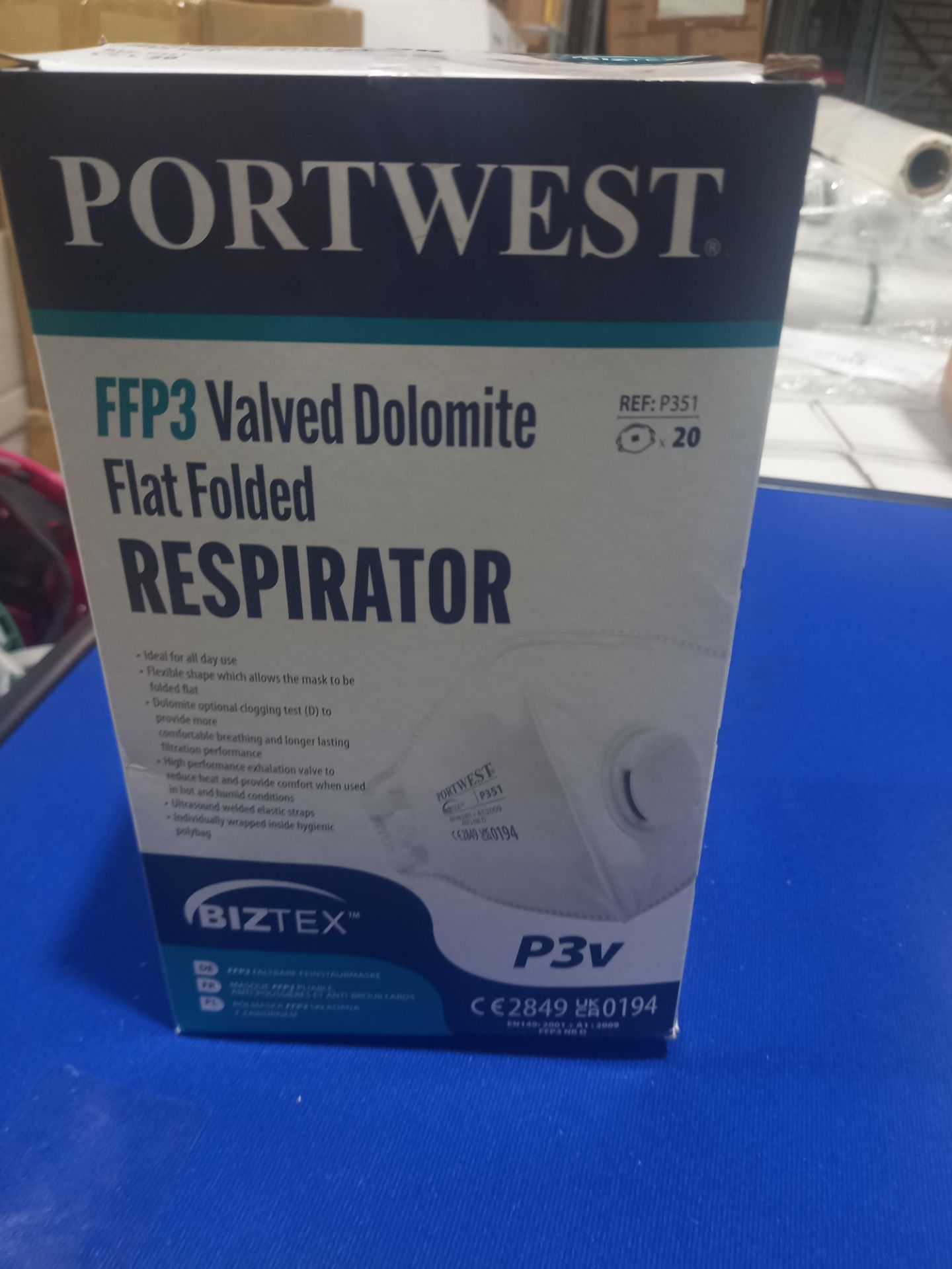 280 x Portwest FFP3 Valved Dolomite Fold Flat Respirator - P351 - Image 2 of 2