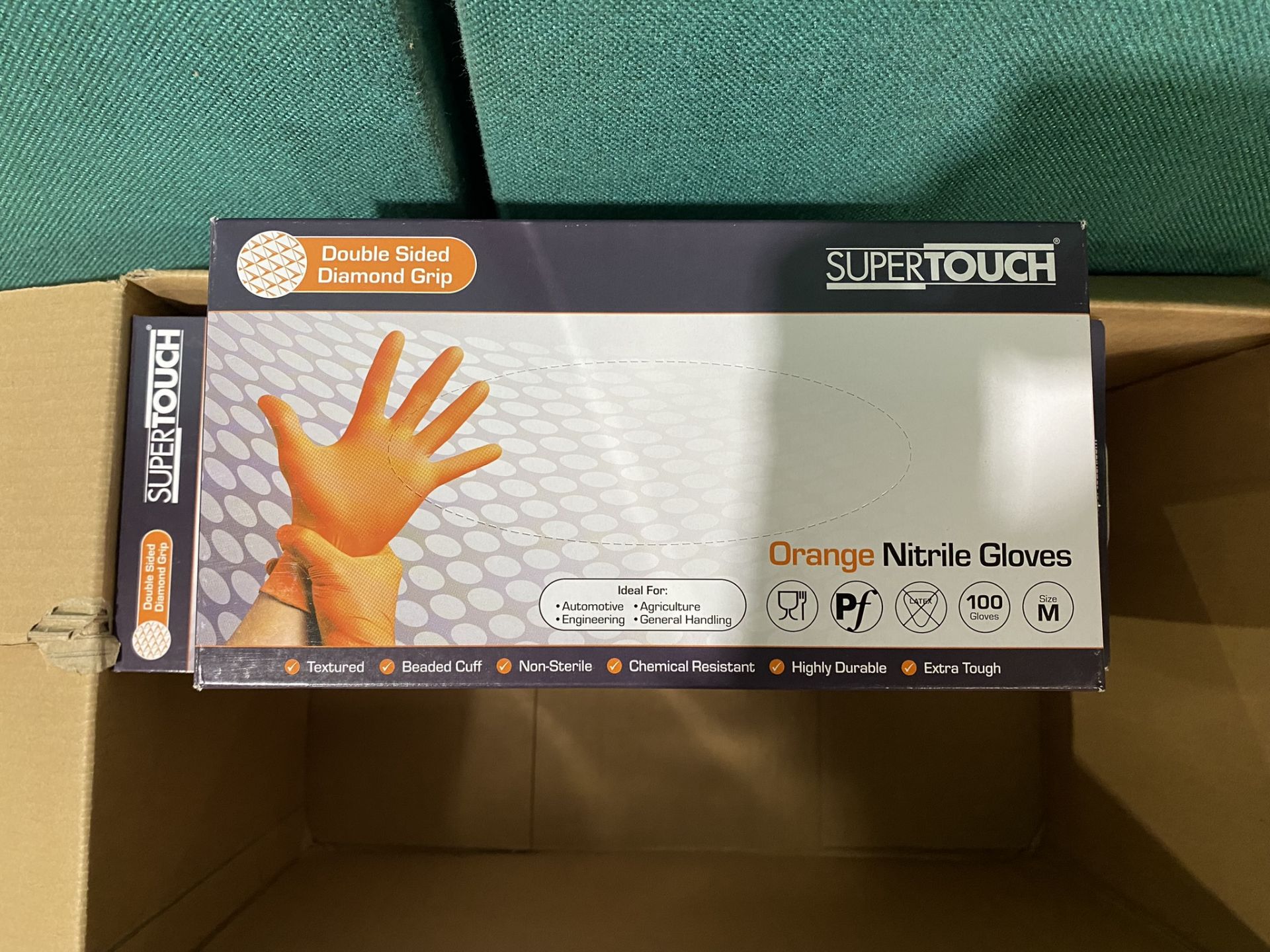 45 x Boxes Supertouch Orange Diamond Grip Nitrile Gloves - Image 4 of 5