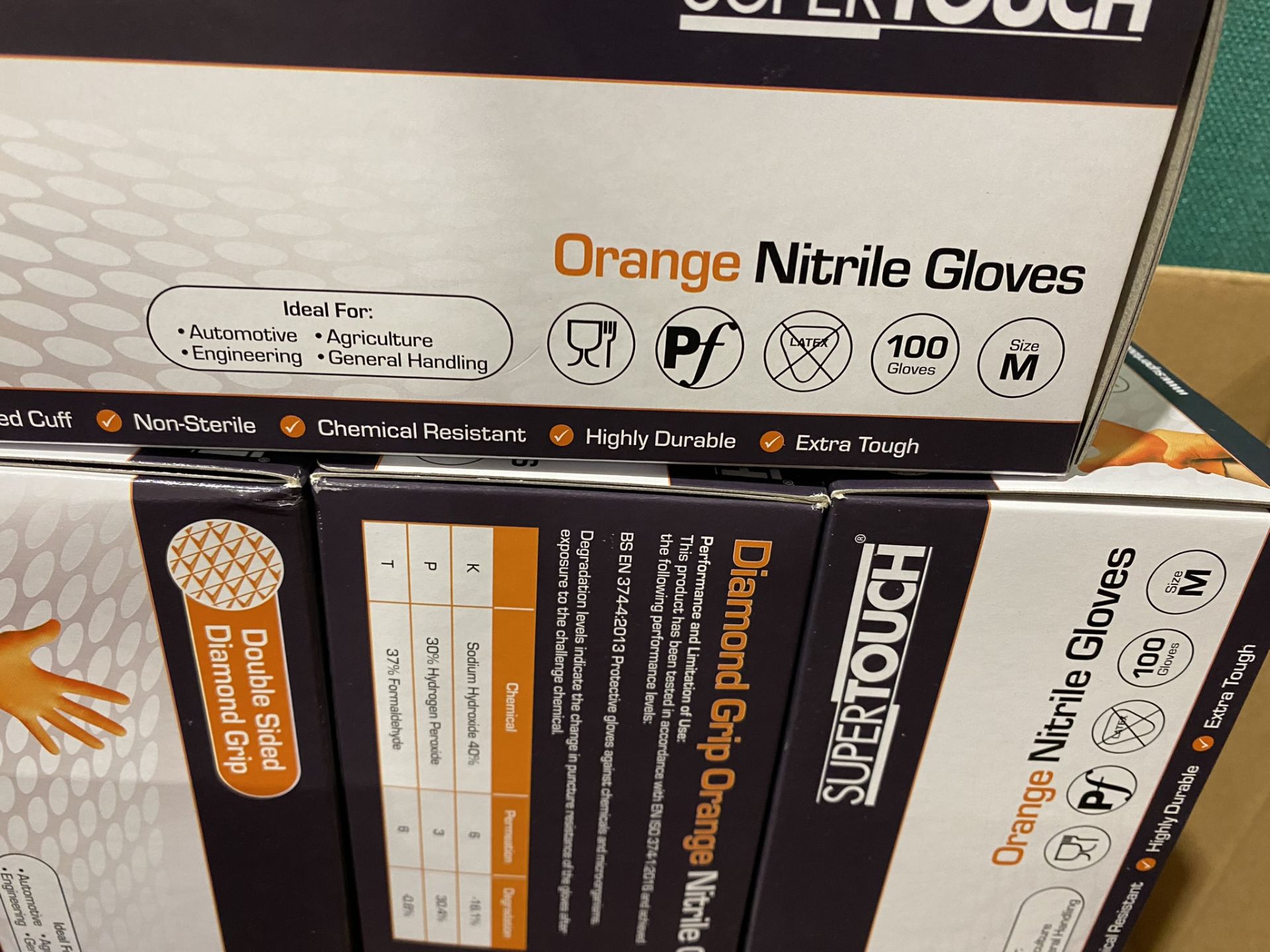 45 x Boxes Supertouch Orange Diamond Grip Nitrile Gloves - Image 5 of 5