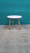 3 legged Cream/Pine Table 500mm Dia 460mm High