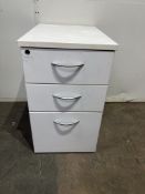 White 3 Drawer Pedestal *Missing Key/Lock*