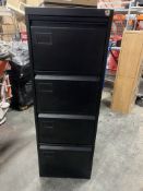 Black Metal 4 Drawer Filing Cabinet *Missing Key*