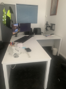 2 x Large Corner White Office Desks - SEE DESCRIPTION