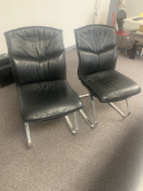 2 x Black Faux Leather Visitor Chairs