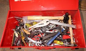 Metal Box of Assorted Tools - See description & photographs