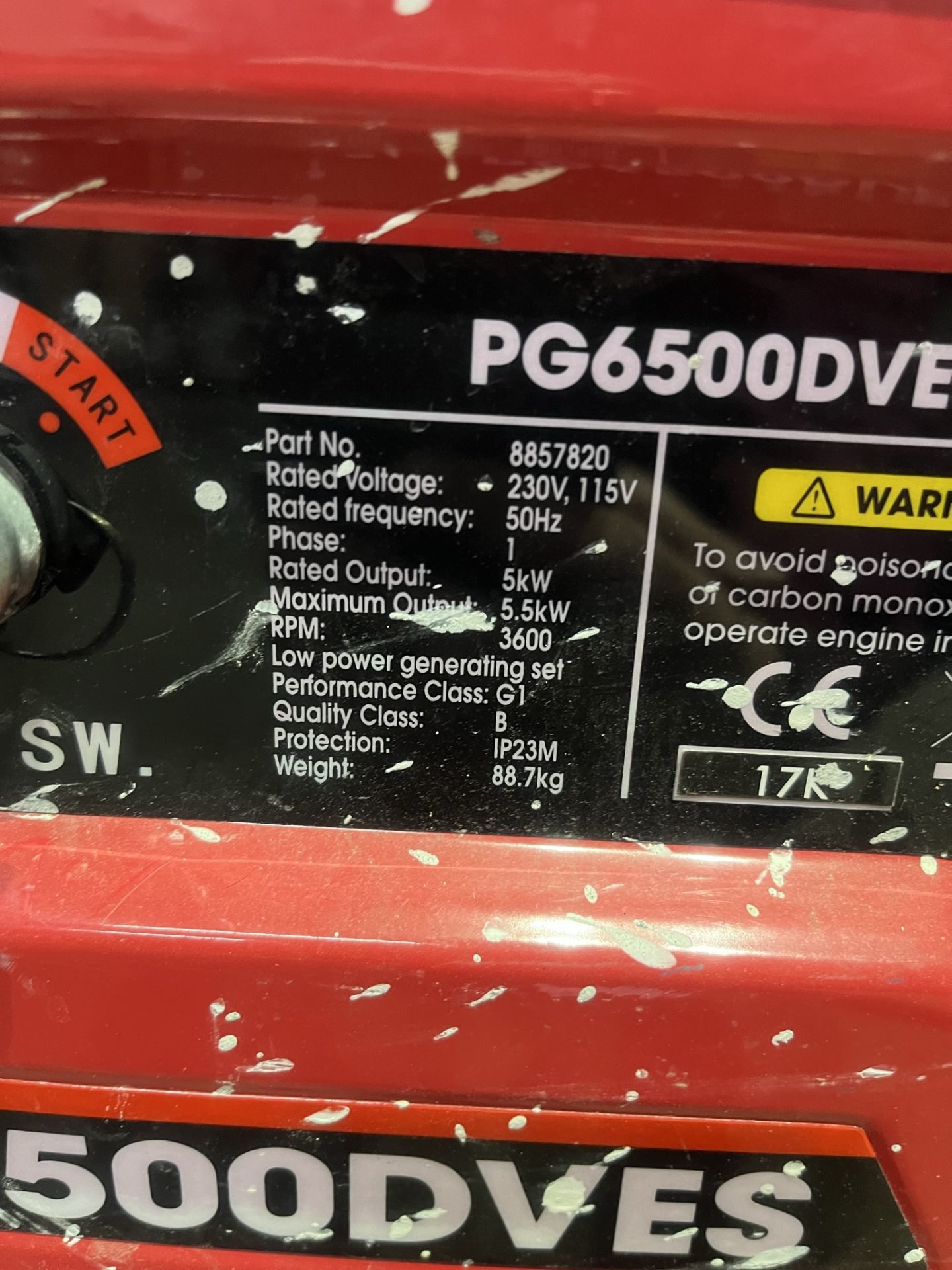 CLARKE POWER PG6500DVES PETROL GENERATOR - Image 3 of 8