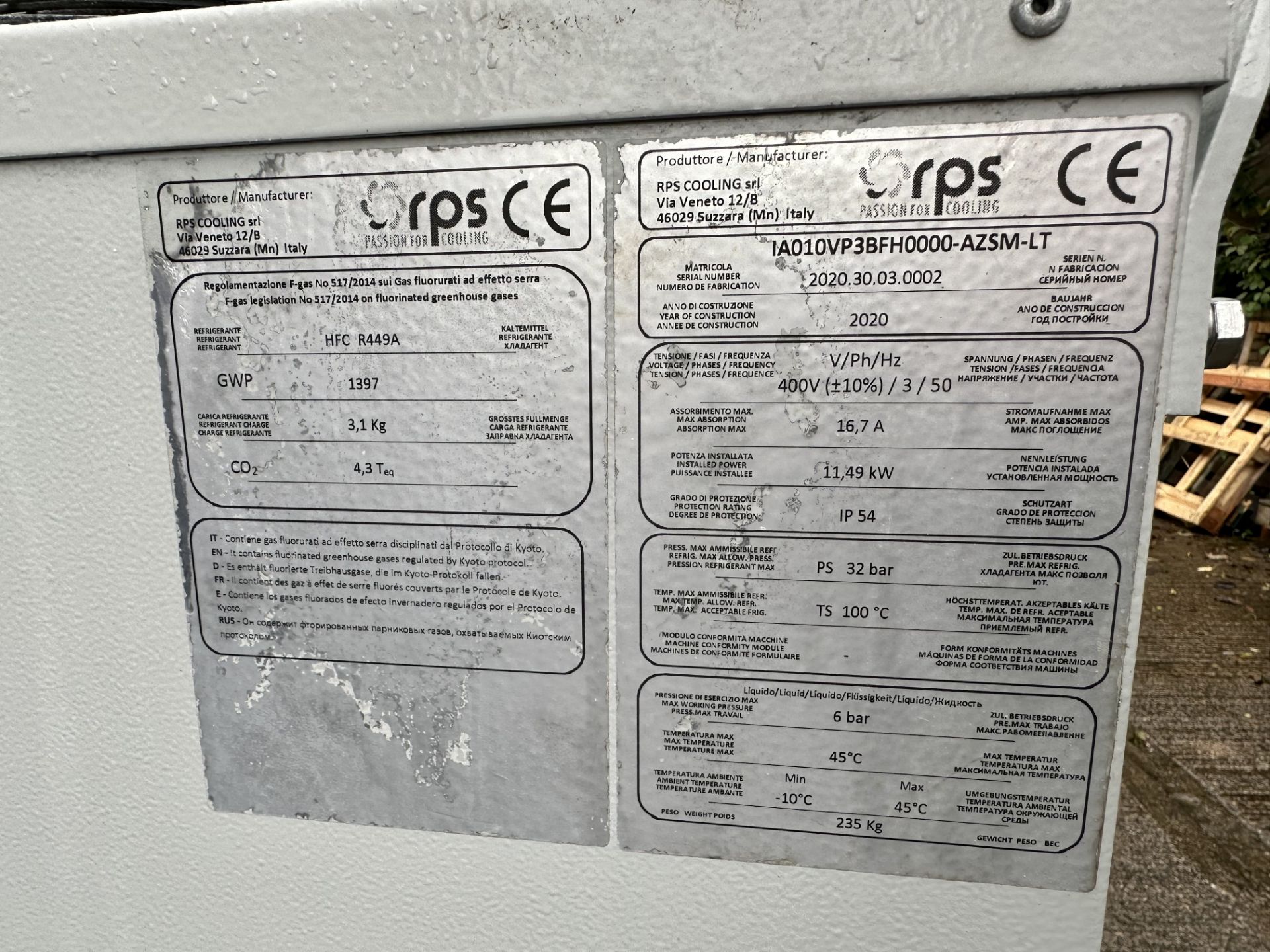 RPS Cooling IA 010 Low Temperature Air Condensing Water Chiller | YOM: 2020 | 3-Phase/400v - Image 9 of 9